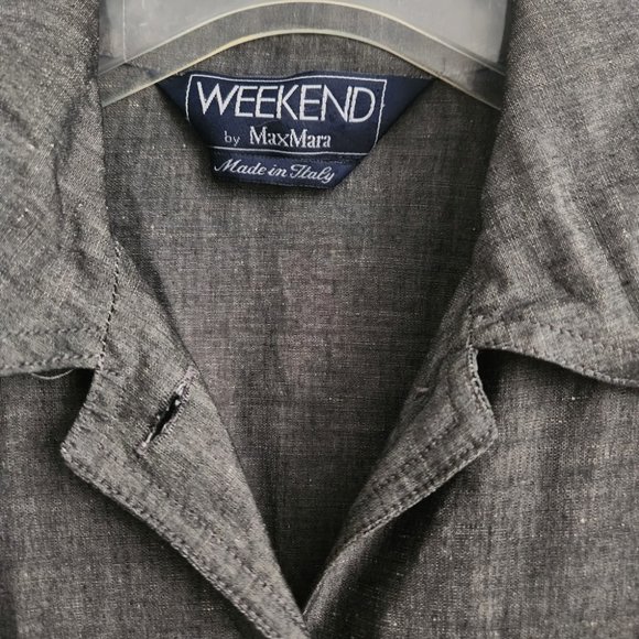 WEEKEND MAX MARA | lInen button down shirt jacket gray sz 6 - Picture 2 of 4